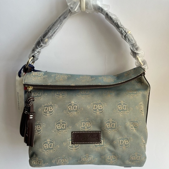 NWT Dooney & Bourke Cotton and Leather Zipper Top Sac - Picture 1 of 10